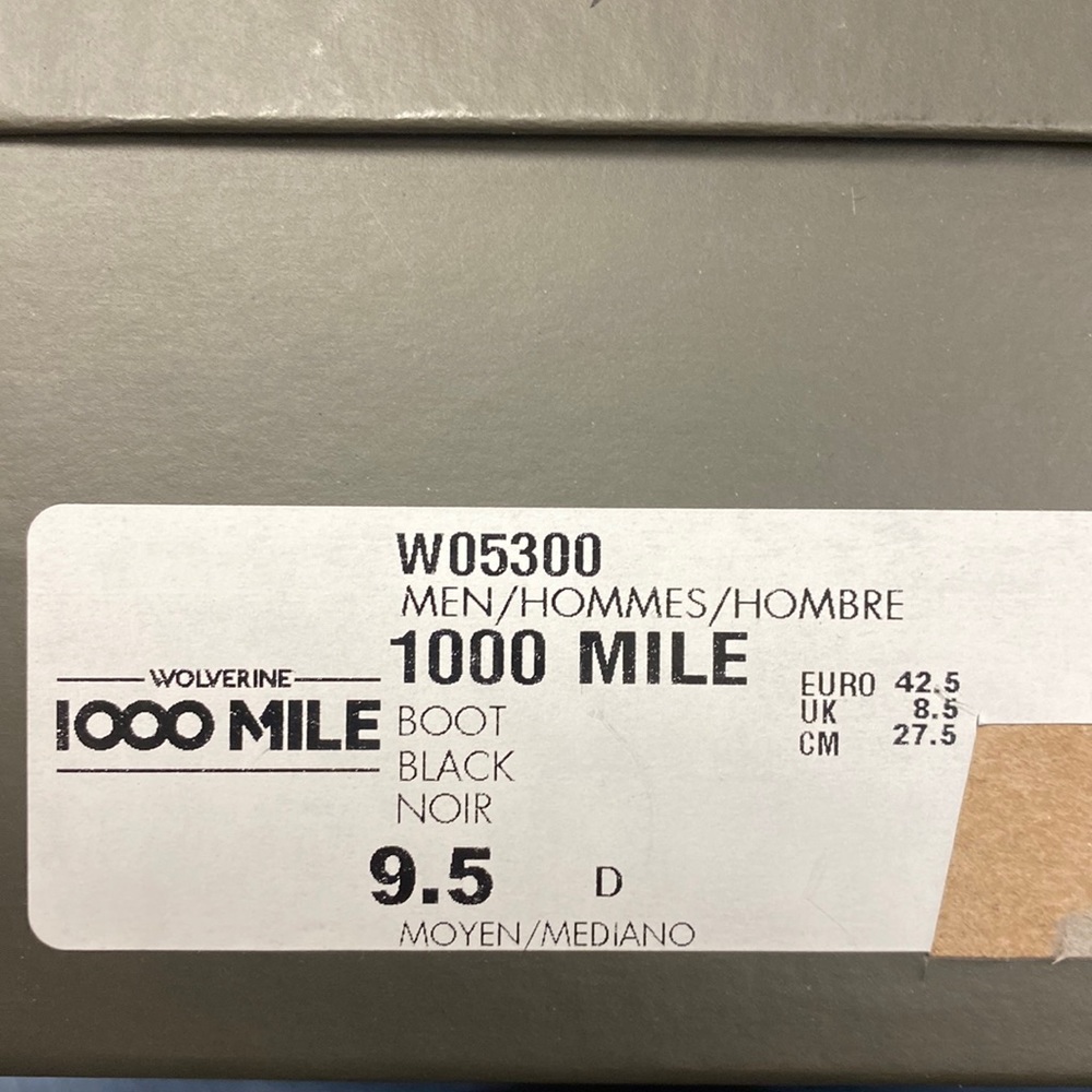 COPY - 9.5 Black Wolverine, 1000 boots brand new in box